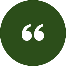 Green circle with white quotation marks inside.